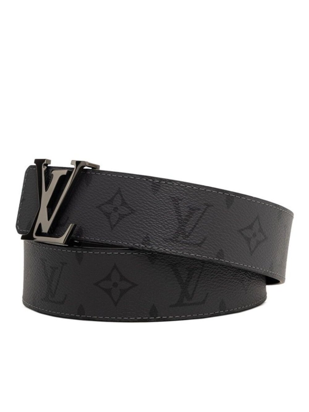 Louis Vuitton Monogram Eclipse Belt LV Initial 40 mm Reversible 95 38 Gray - Picture 2 of 5